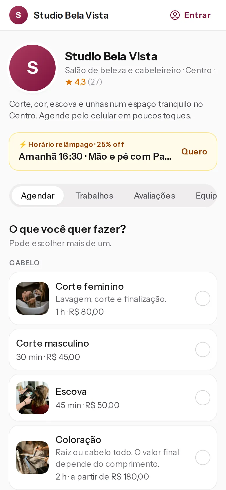 Página de agendamento