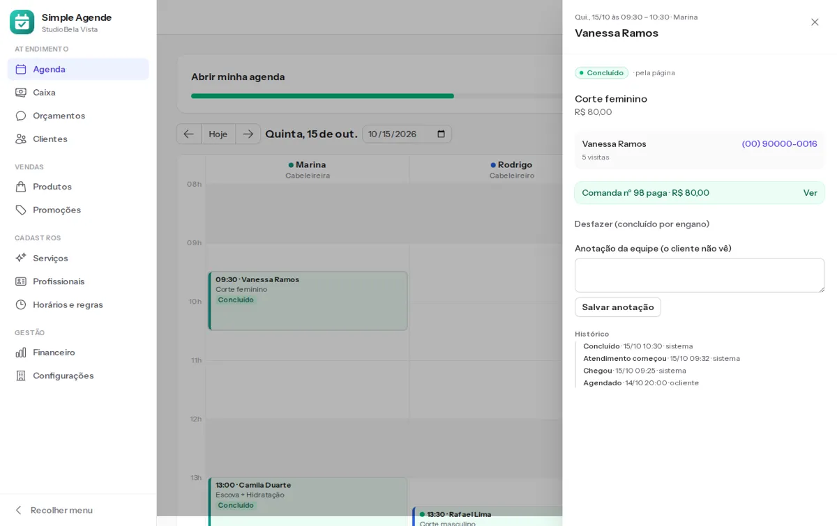 Agendamento aberto