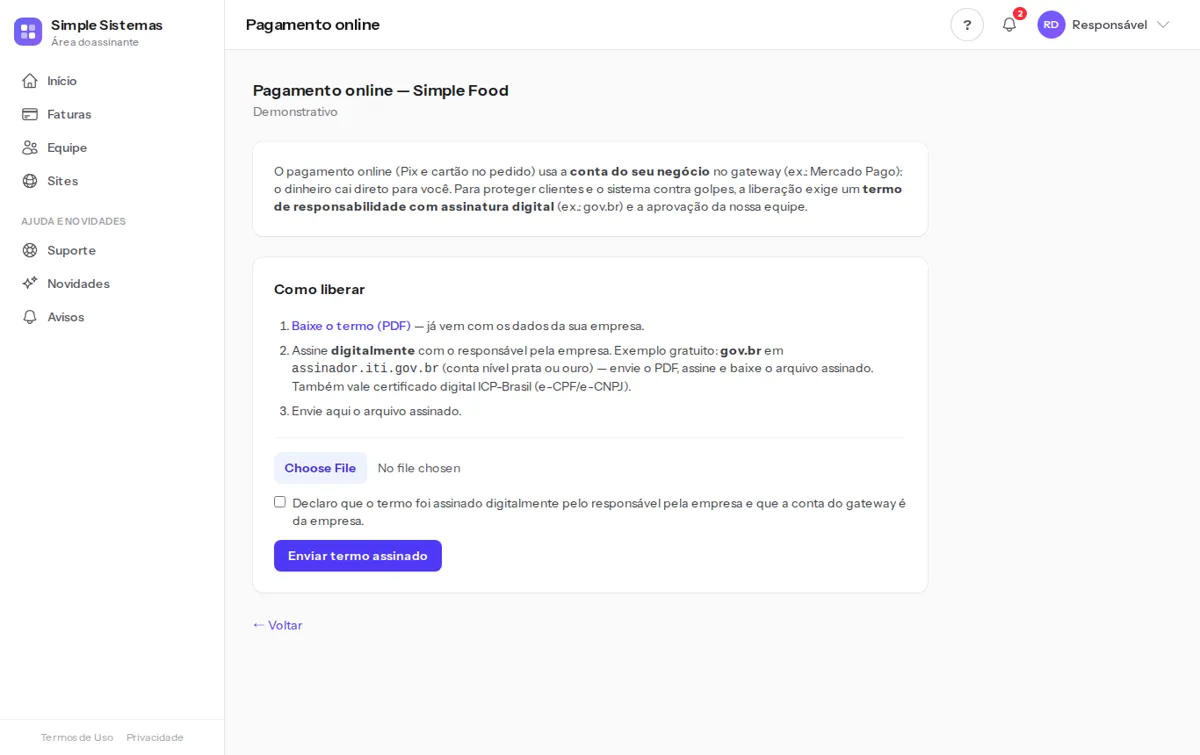Pagamento online